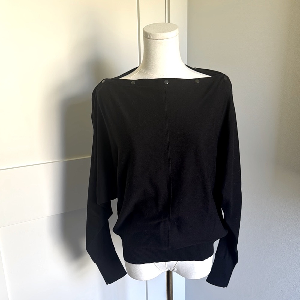 AllSaints Ellie Cotton Dolman Sleeve Sweater | Black